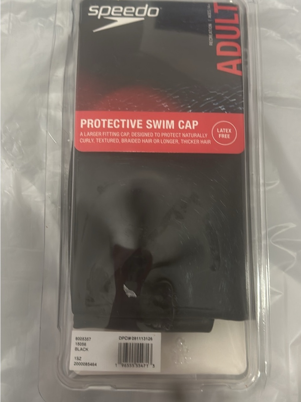 Speedo Black Adult Protective Swim Cap